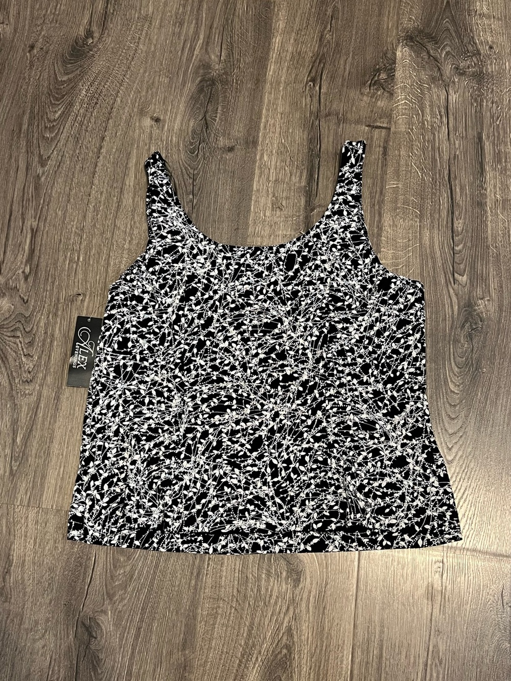 NWT Alex Evenings Metallic Shimmer Black White Embroidered Formal Top Size XL - Picture 5 of 11
